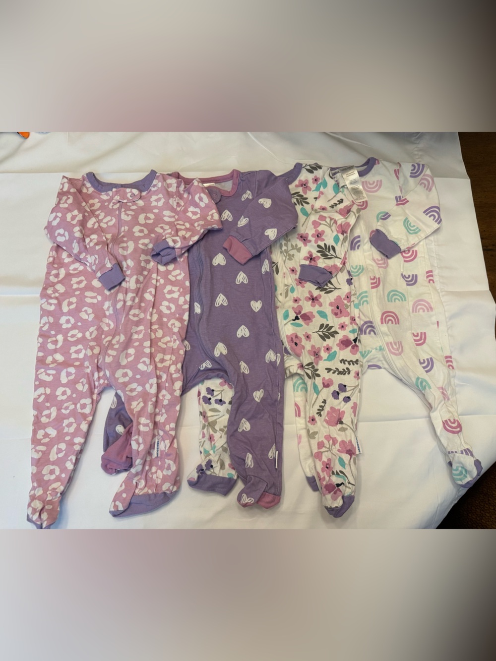 Onesies Brand Baby Girls' Purple and Pink One-Piece Sleeper Set of 4